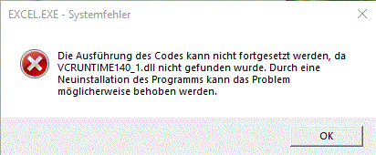 Fehlermeldung Die Ausfuhrung Des Codes Kann Nicht Fortgesetzt Da Vcruntime140 Dll Vcruntime140 1 Dll Softwareking24