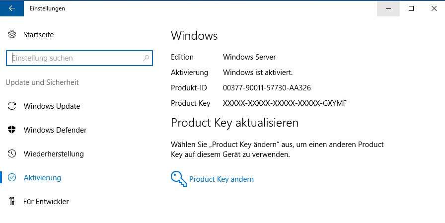 windows server app einstellungen product key aktualisieren
