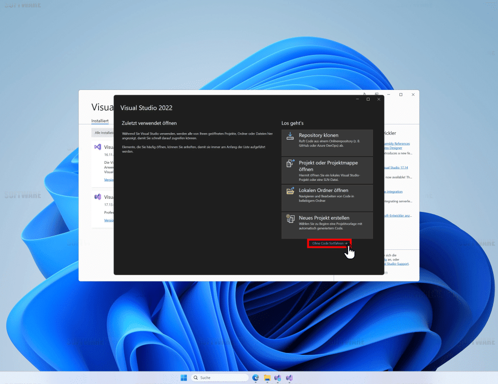 8 Klicken Sie jetzt auf Ohne Code fortfahren.